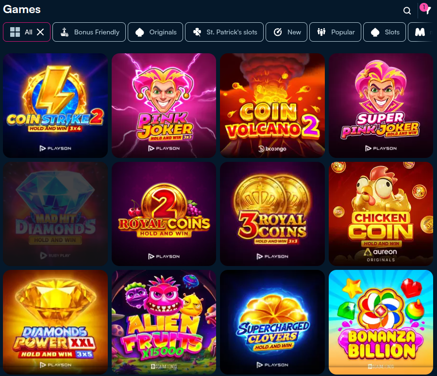 Game Library Aureonplay Casino